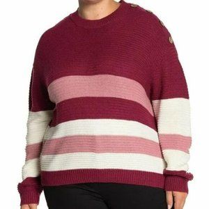 NEW Planet Gold Brand Striped Button Detail Sweater Red